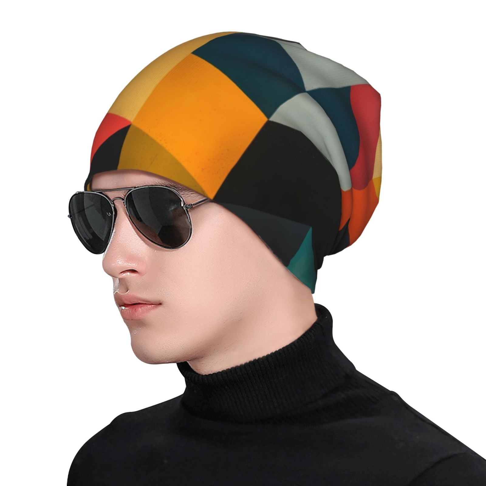 Geometric Cube Pattern Art Pri - огляд і ціна Beanie Cuffed Knit