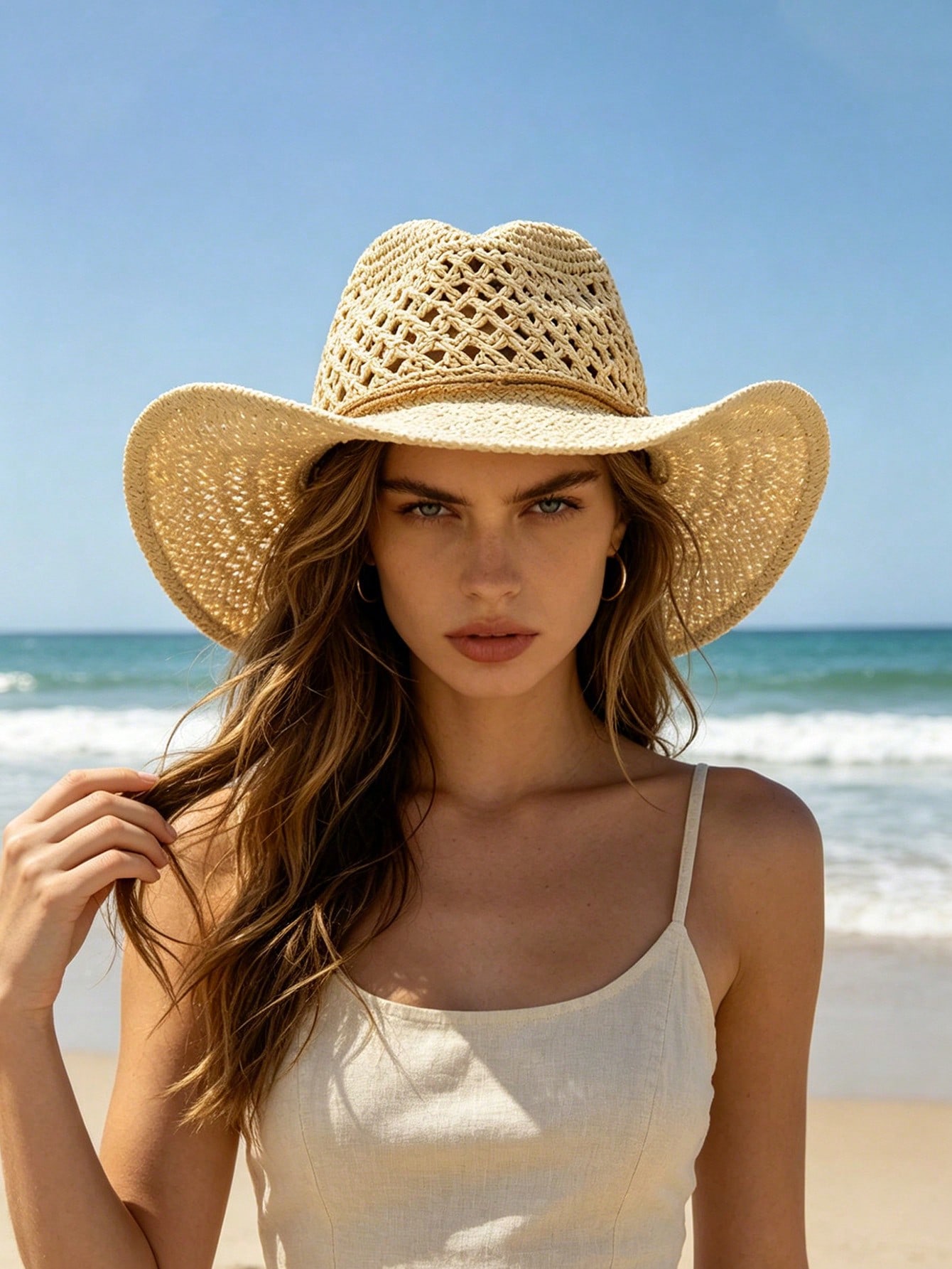 1pc Unisex Retro Hollow Curled - огляд і ціна Cowboy Hat Straw